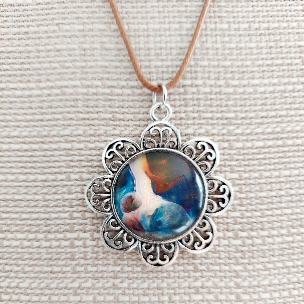 Artisan Painted Flower Necklace